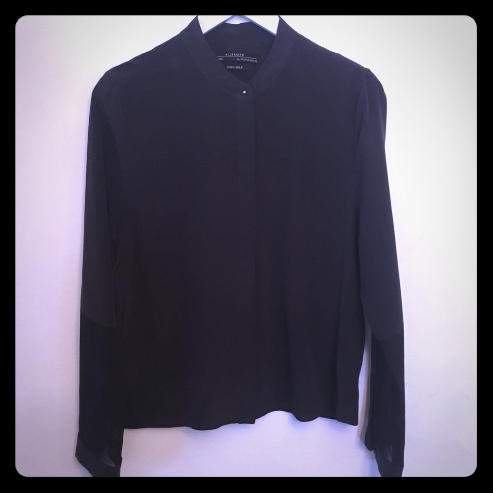 AllSaints deep purple silk blouse SzUS 6